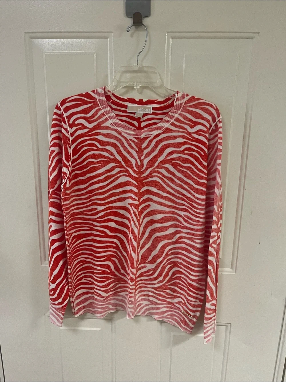 Michael Kors Red & White Zebra Print Sweater